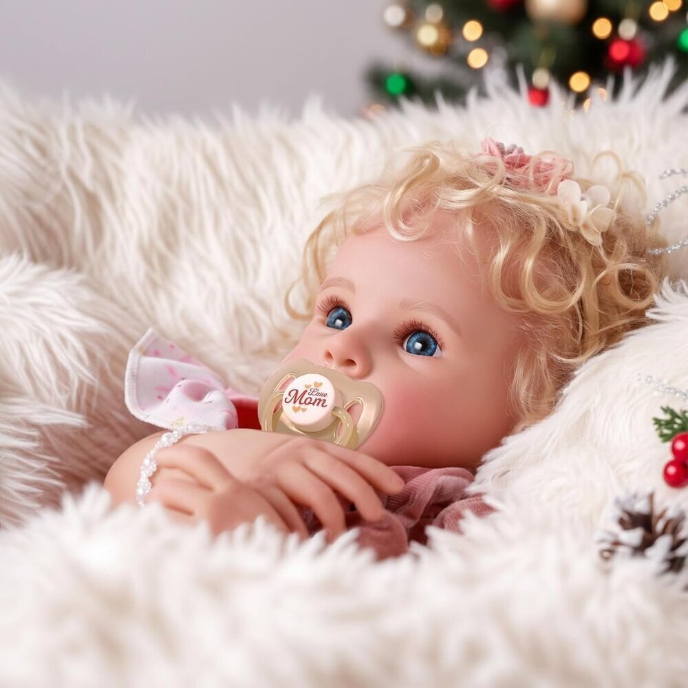 17 Inch Soft Body Realistic Girl Lovely Awake Blond Curly Hair Girl Baby Doll - Picture 5 of 9
